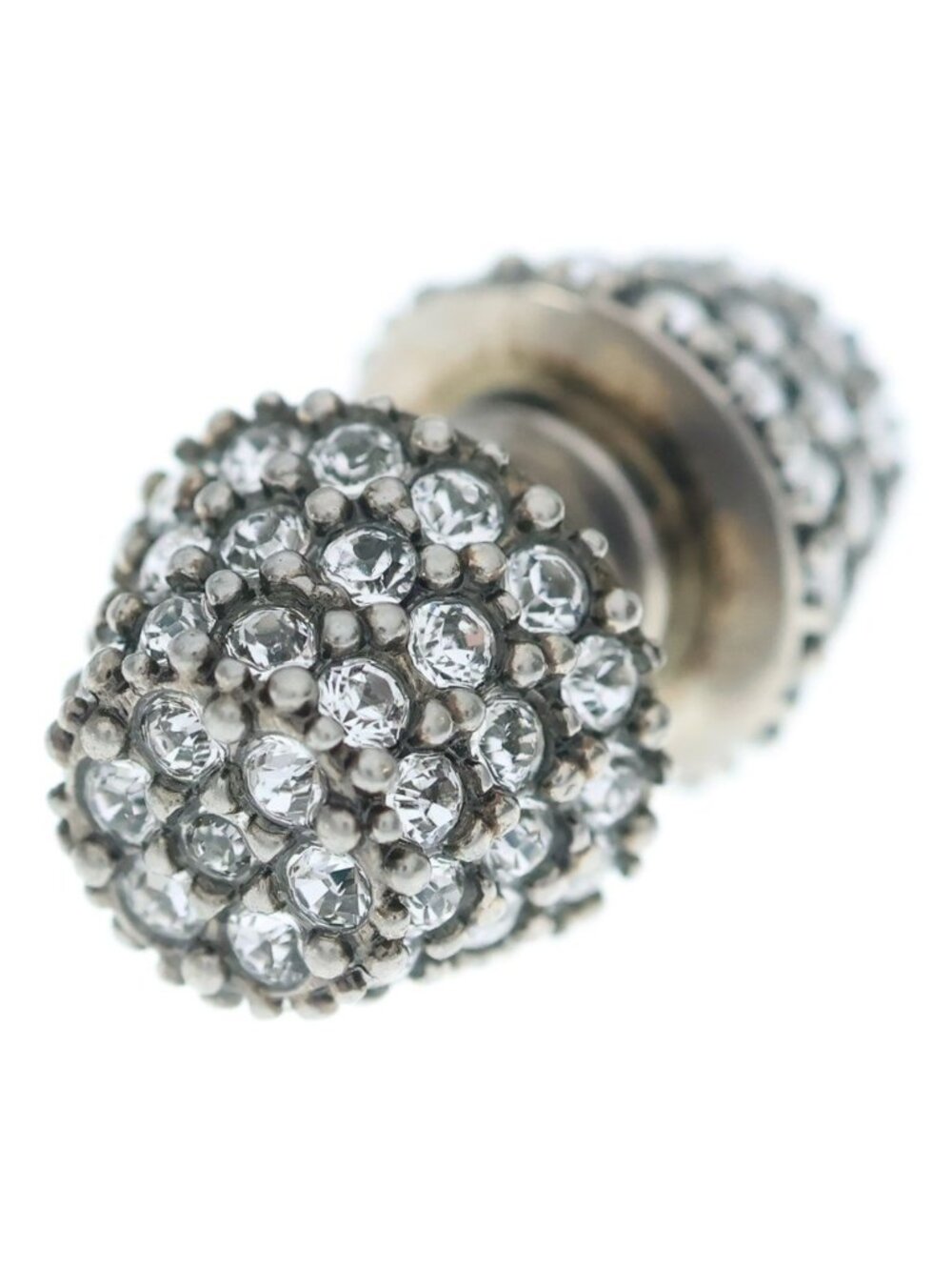Balenciaga Cagole Stud Rhinestone Single Earring Silver
